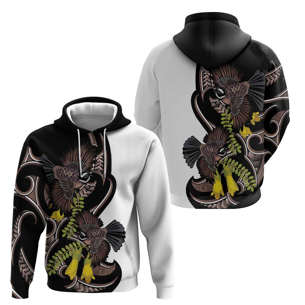New Zealand Valentines Day Zip Hoodie Piwakawaka Lovers Maori Koru Tattoo - Polynesian Pride