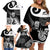 Custom New Zealand Silver Fern Rugby Family Matching Off Shoulder Short Dress and Hawaiian Shirt Go Champions NZ All Black Maori Koru LT14 - Polynesian Pride