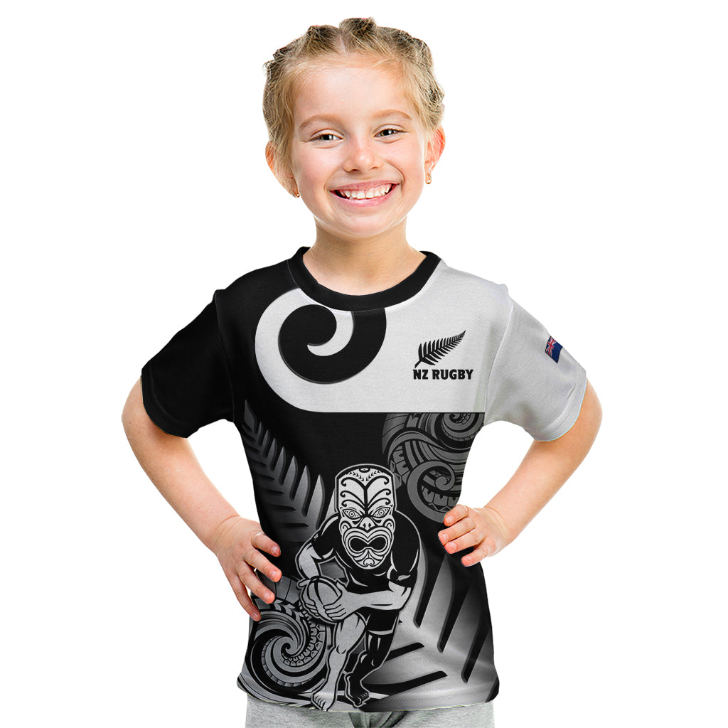 Custom New Zealand Silver Fern Rugby Kid T Shirt Go Champions NZ All Black Maori Koru LT14 Black - Polynesian Pride