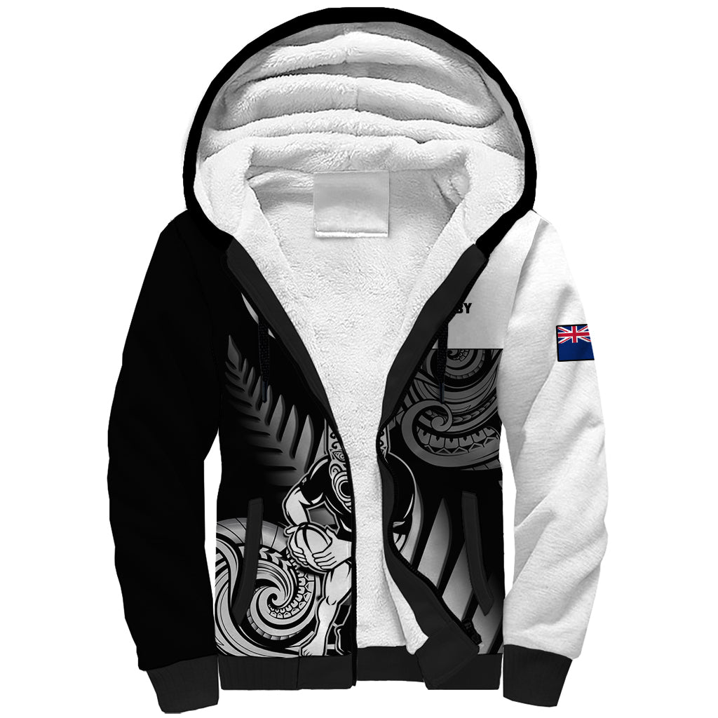 Custom New Zealand Silver Fern Rugby Sherpa Hoodie Go Champions NZ All Black Maori Koru LT14 Unisex Black - Polynesian Pride