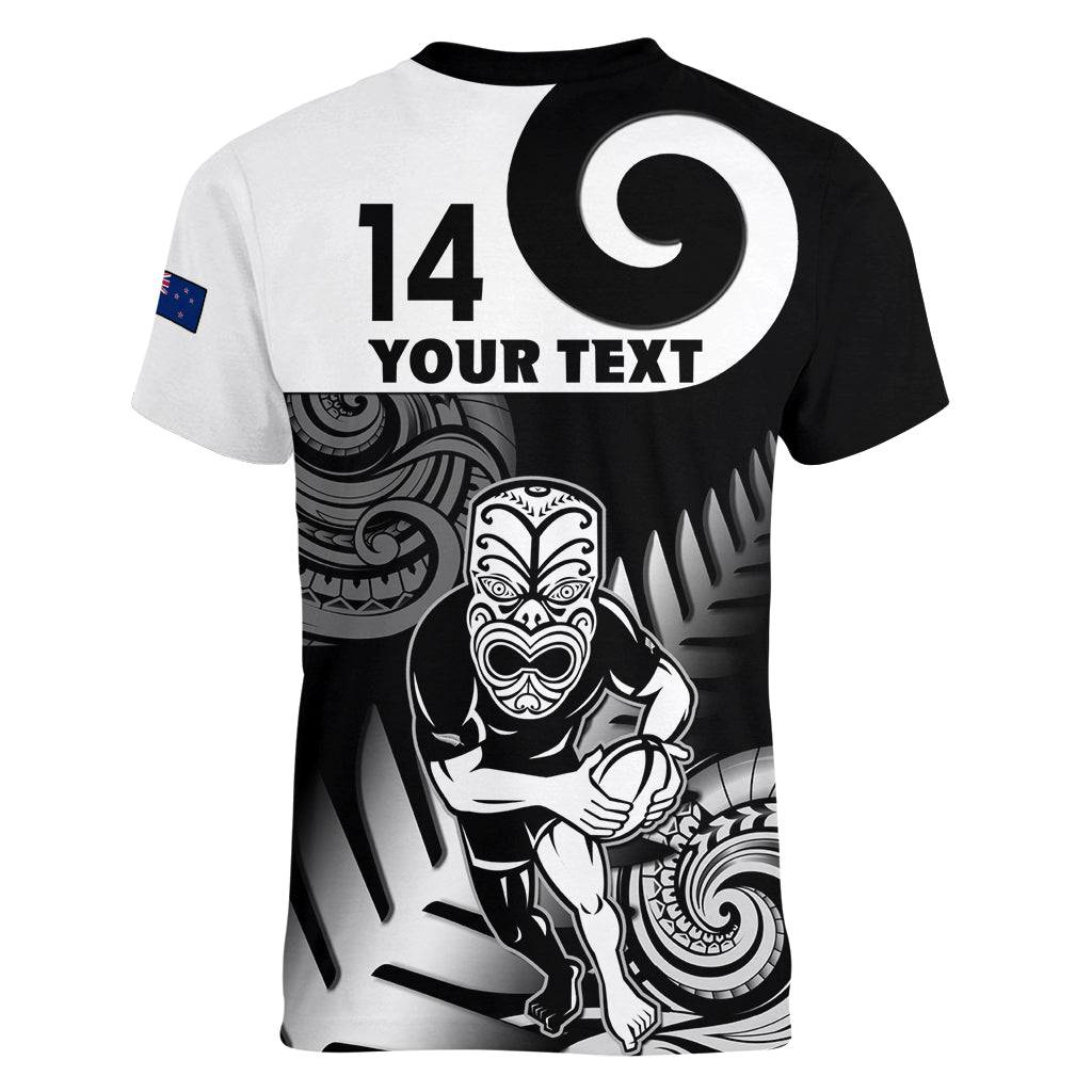 Custom New Zealand Silver Fern Rugby Women V Neck T Shirt Go Champions NZ All Black Maori Koru LT14 - Polynesian Pride
