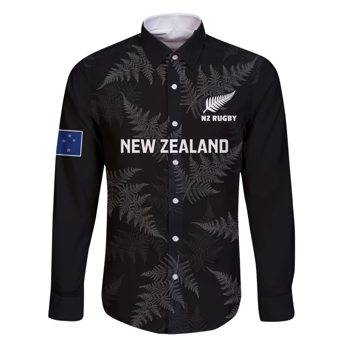 New Zealand Silver Fern Rugby Family Matching Short Sleeve Bodycon Dress and Hawaiian Shirt 2023 Go Aotearoa Champions World Cup LT14 Dad's Shirt - Long Sleeve Black - Polynesian Pride