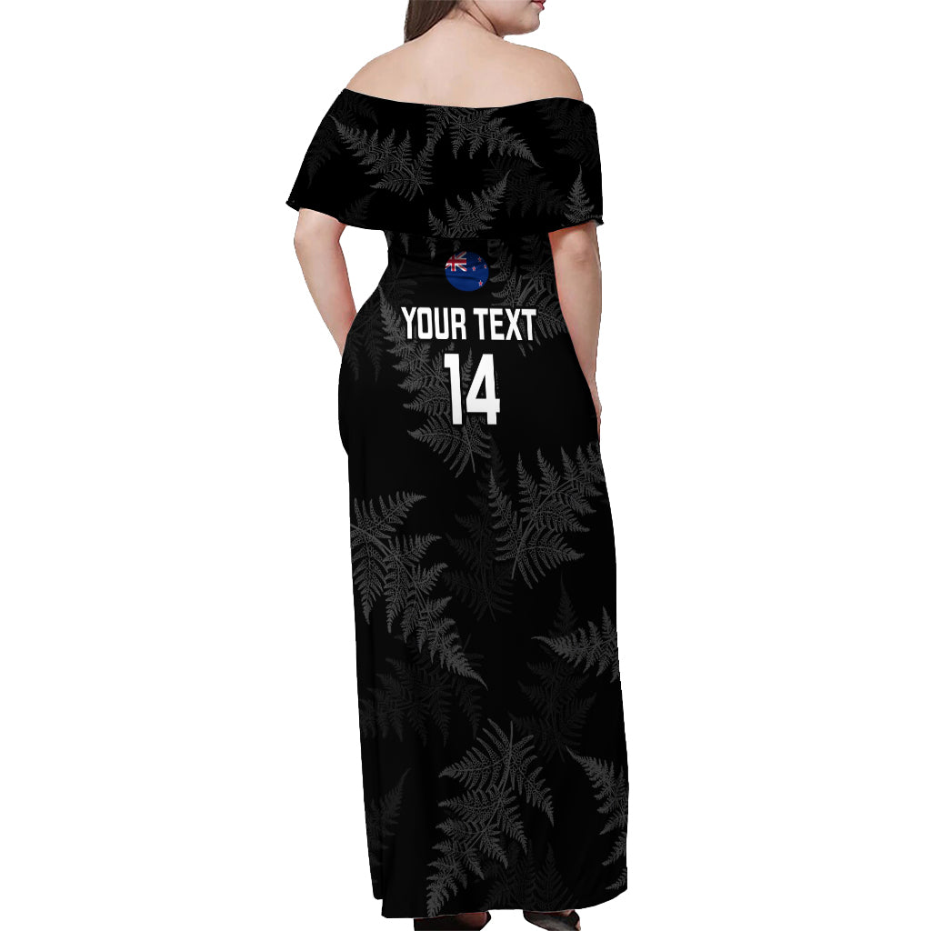 Custom New Zealand Silver Fern Rugby Off Shoulder Maxi Dress 2023 Go Aotearoa Champions World Cup LT14 - Polynesian Pride
