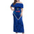 Samoa Rugby Family Matching Off Shoulder Maxi Dress and Hawaiian Shirt 2023 Go Manu Samoa LT14 Mom's Dress Blue - Polynesian Pride