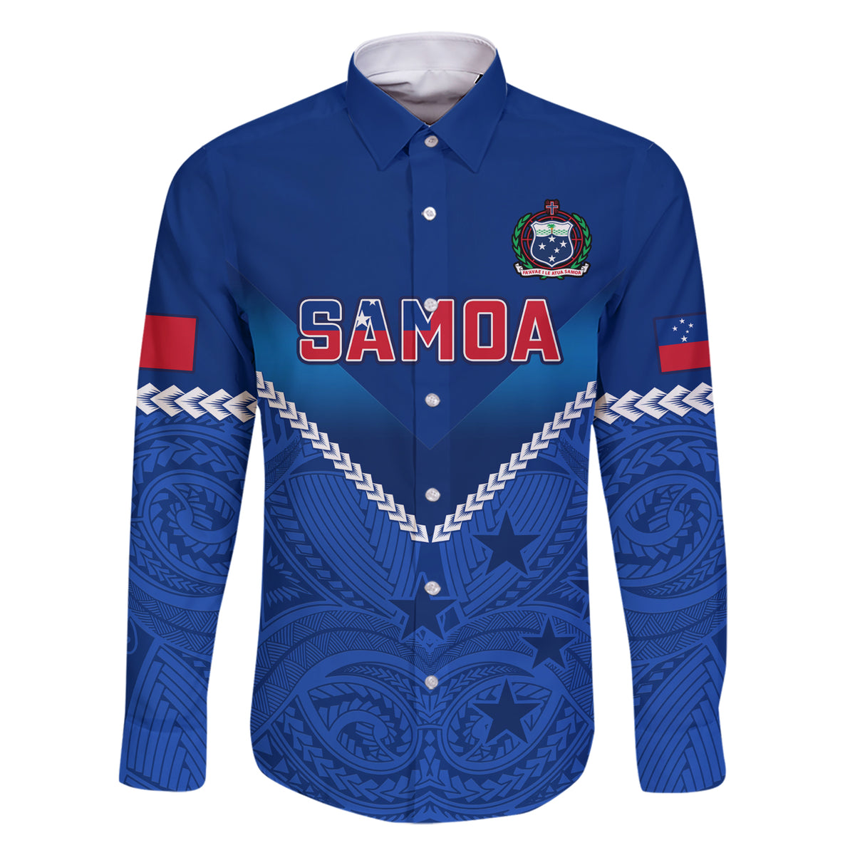 Custom Samoa Rugby Family Matching Short Sleeve Bodycon Dress and Hawaiian Shirt 2023 Go Manu Samoa LT14 Dad's Shirt - Long Sleeve Blue - Polynesian Pride