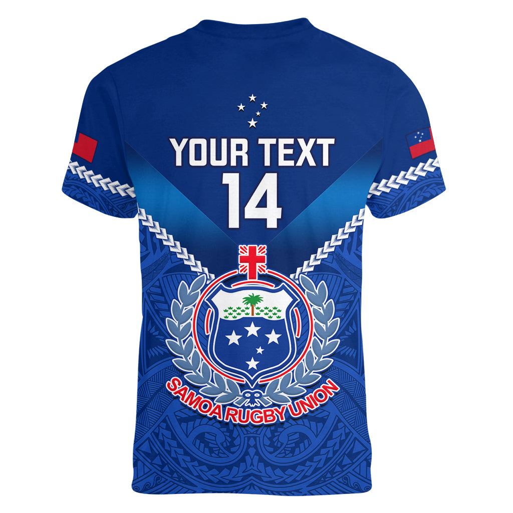 Custom Samoa Rugby Women V Neck T Shirt 2023 Go Manu Samoa LT14 - Polynesian Pride