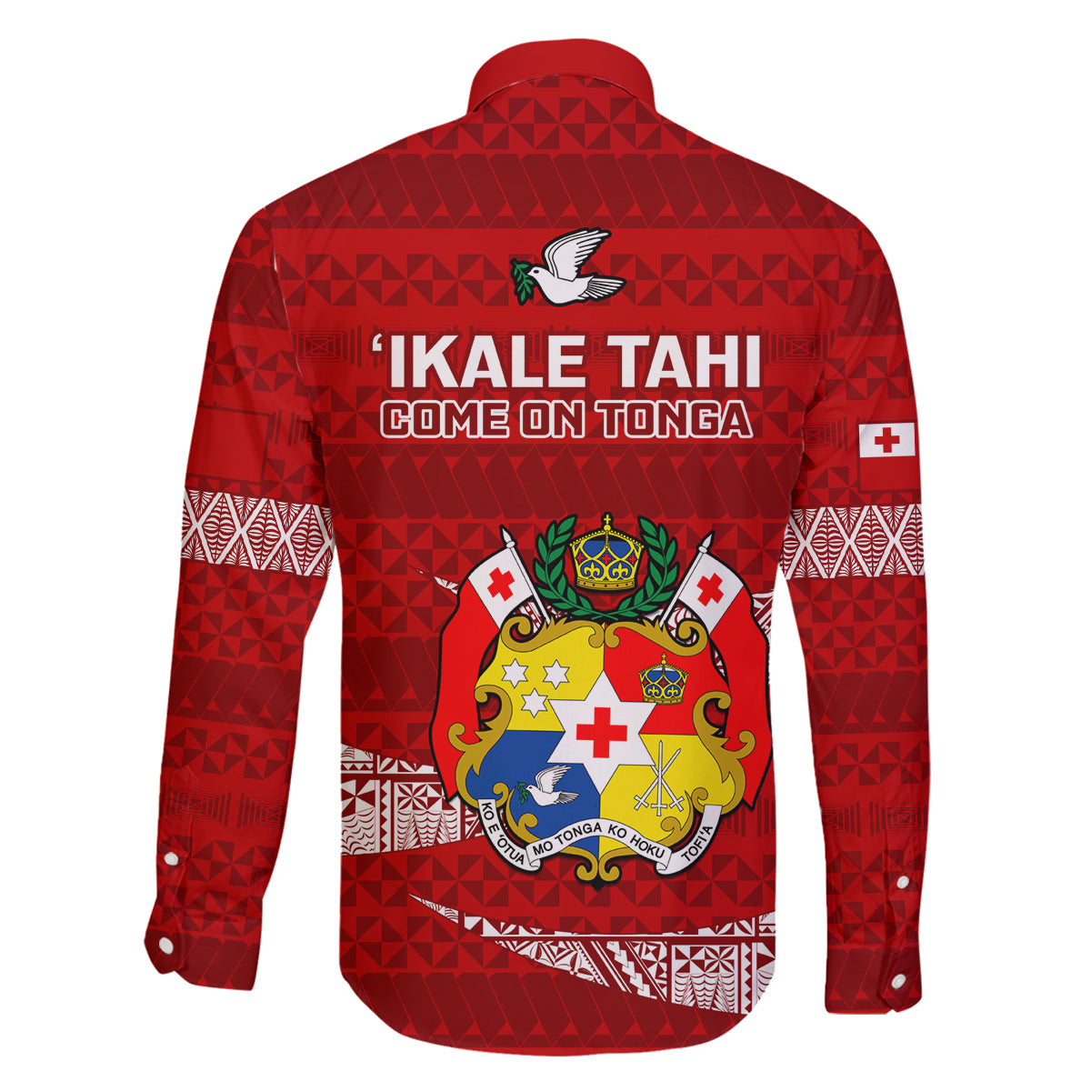 Tonga Rugby Family Matching Off Shoulder Maxi Dress and Hawaiian Shirt 2023 Ikale Tahi Tongan Ngatu Pattern LT14 - Polynesian Pride