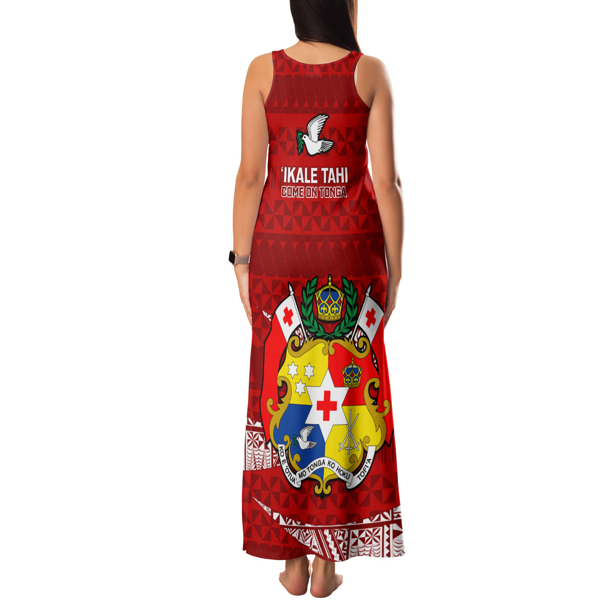Tonga Rugby Family Matching Tank Maxi Dress and Hawaiian Shirt 2023 Ikale Tahi Tongan Ngatu Pattern LT14 - Polynesian Pride