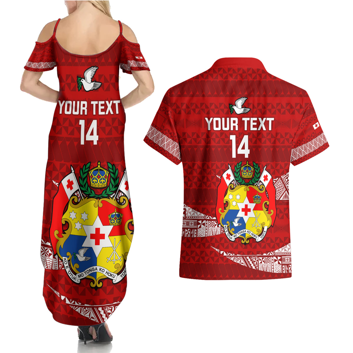 Custom Tonga Rugby Couples Matching Summer Maxi Dress and Hawaiian Shirt 2023 Ikale Tahi Tongan Ngatu Pattern LT14 - Polynesian Pride