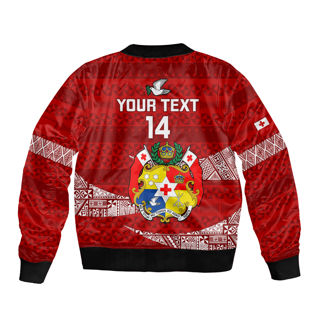 Custom Tonga Rugby Sleeve Zip Bomber Jacket 2023 Ikale Tahi Tongan Ngatu Pattern LT14 - Polynesian Pride
