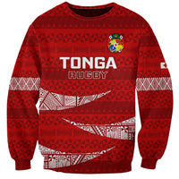 Custom Tonga Rugby Sweatshirt 2023 Ikale Tahi Tongan Ngatu Pattern LT14 Unisex Red - Polynesian Pride