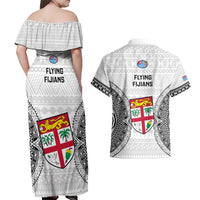 Fiji Rugby Couples Matching Off Shoulder Maxi Dress and Hawaiian Shirt 2023 Go Champions World Cup Fijian Tapa Pattern LT14 - Polynesian Pride