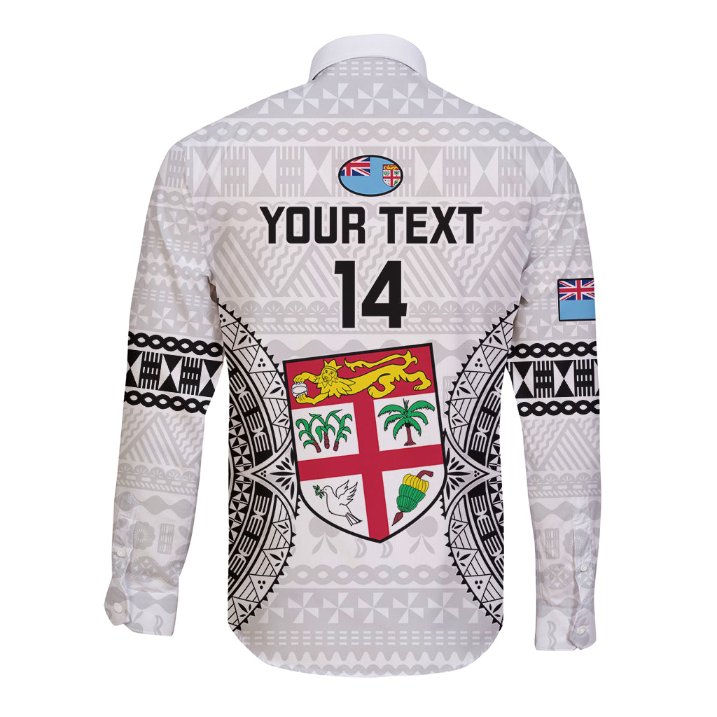 Custom Fiji Rugby Long Sleeve Button Shirt 2023 Go Champions World Cup Fijian Tapa Pattern LT14 - Polynesian Pride