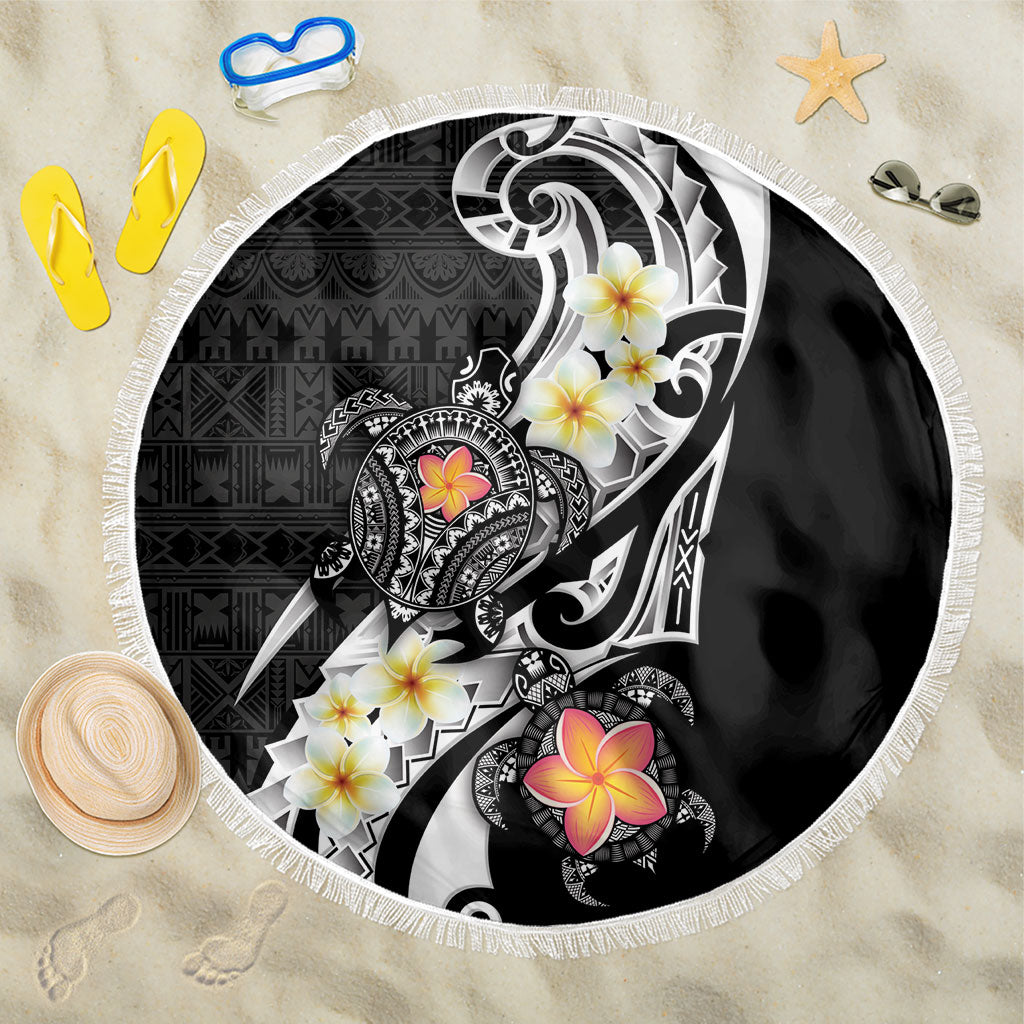 Bula Fiji Tapa Turtle Beach Blanket Plumeria Fijian Masi Vonu Black LT14 One Size 150cm Black - Polynesian Pride