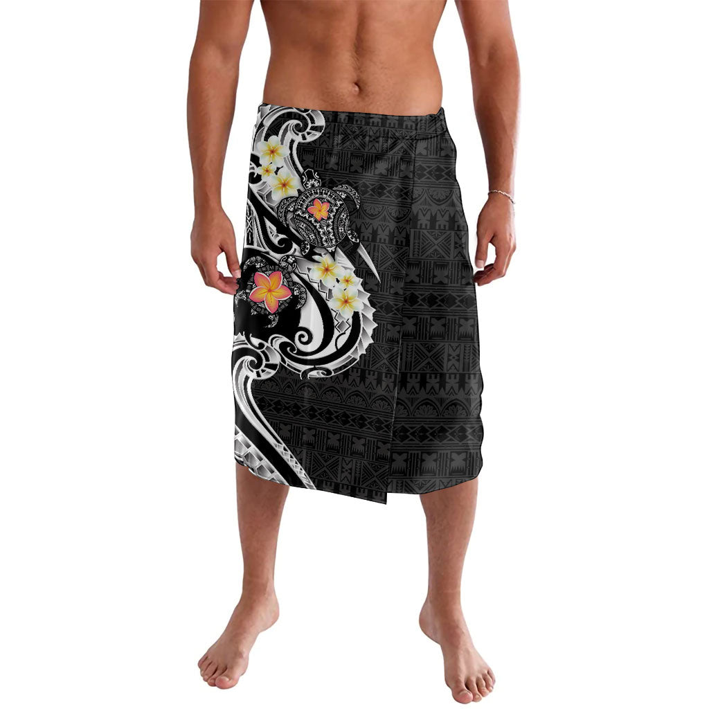 Bula Fiji Tapa Turtle Lavalava Plumeria Fijian Masi Vonu Black