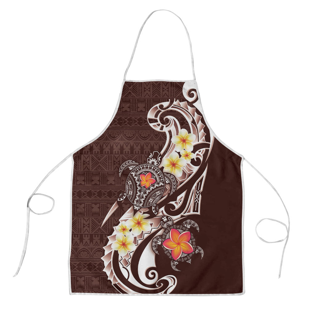 Bula Fiji Tapa Turtle Apron Plumeria Fijian Masi Vonu Brown
