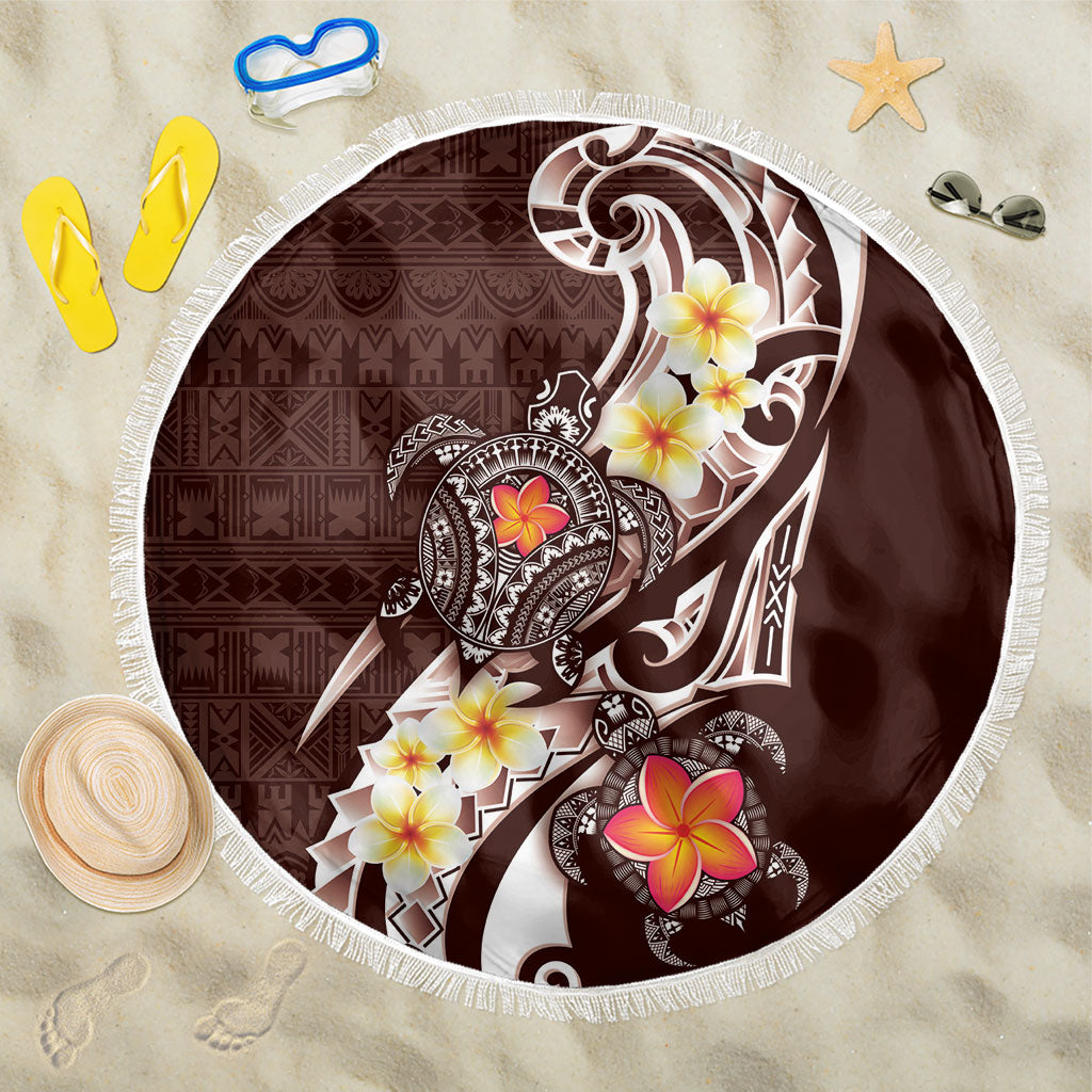 Bula Fiji Tapa Turtle Beach Blanket Plumeria Fijian Masi Vonu Brown LT14 One Size 150cm Brown - Polynesian Pride