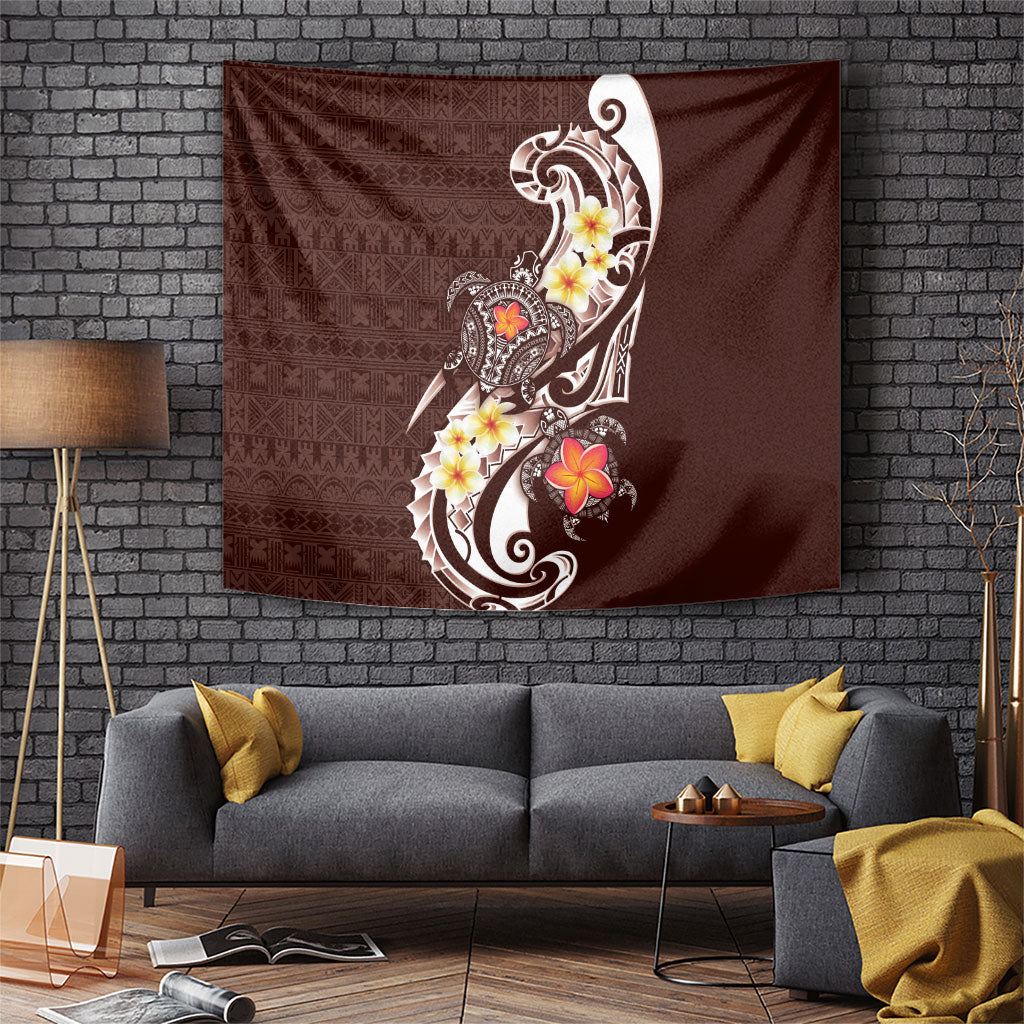 Bula Fiji Tapa Turtle Tapestry Plumeria Fijian Masi Vonu Brown