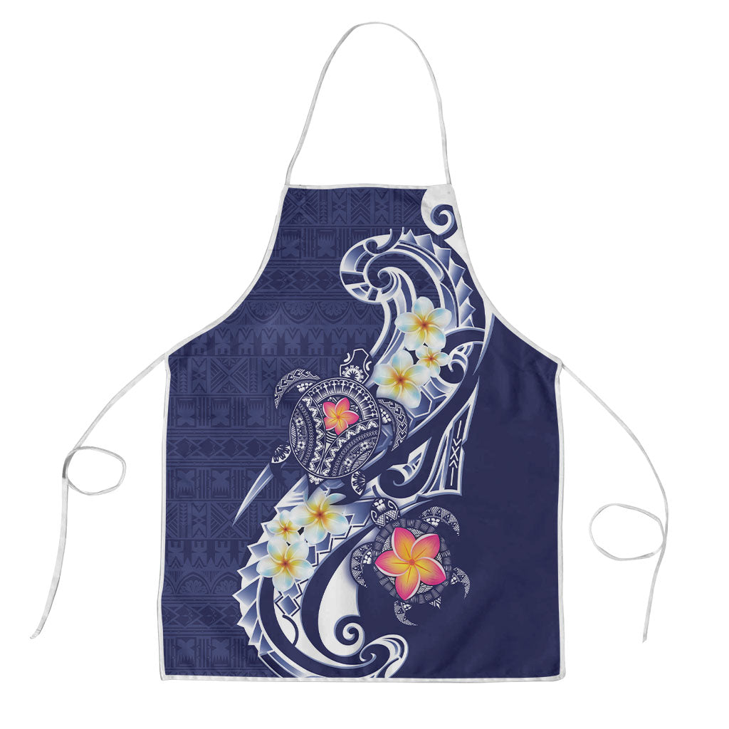 Bula Fiji Tapa Turtle Apron Plumeria Fijian Masi Vonu Midnight Blue