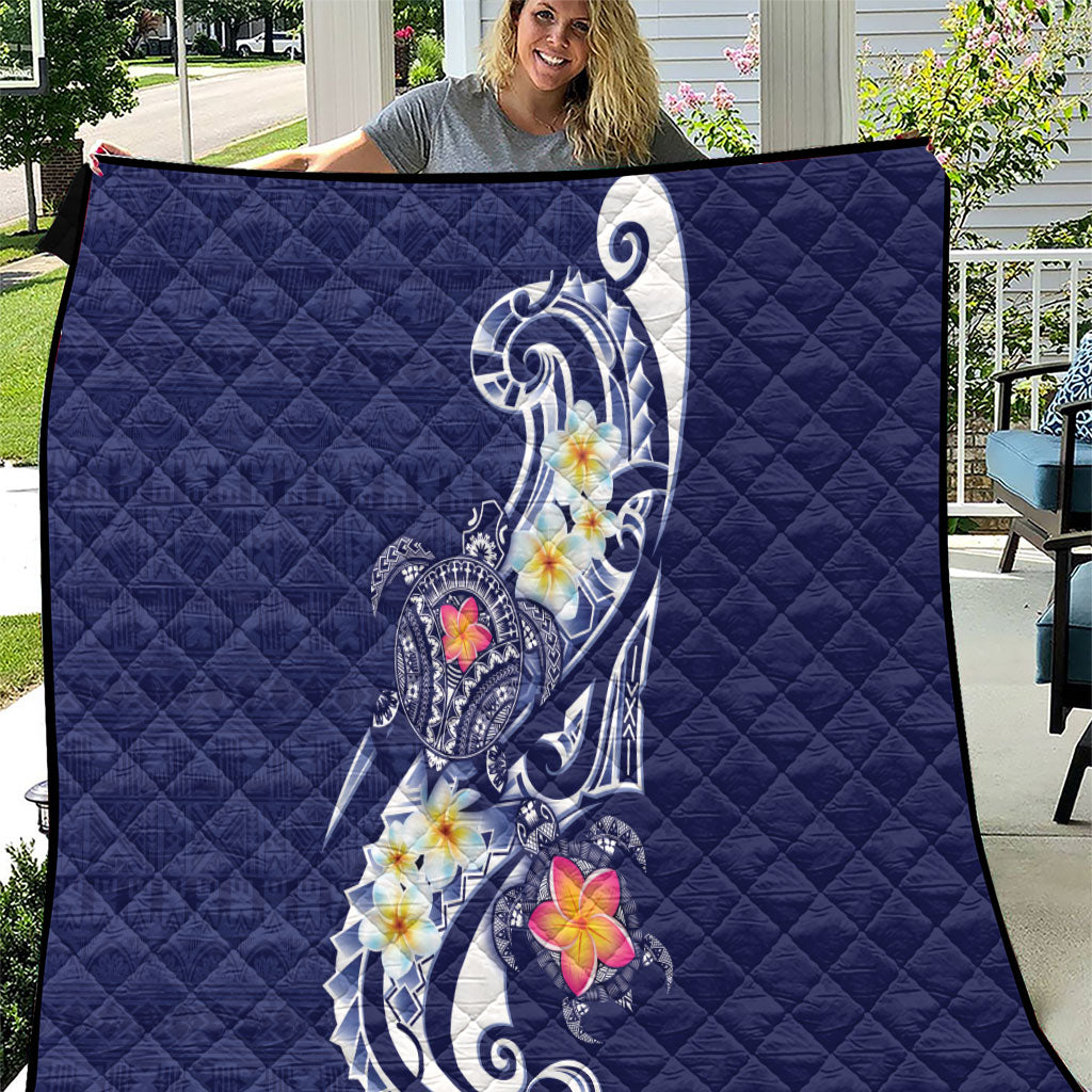 Bula Fiji Tapa Turtle Quilt Plumeria Fijian Masi Vonu Midnight Blue