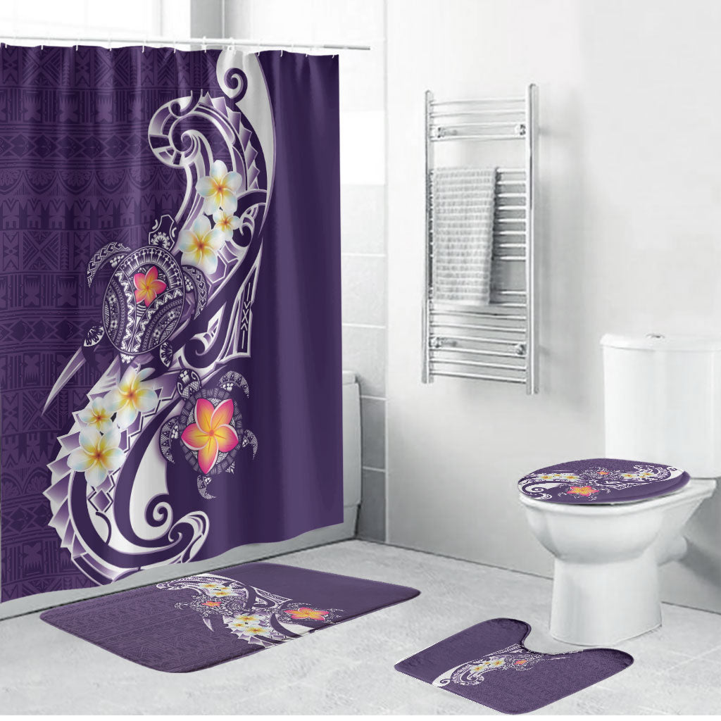 Bula Fiji Tapa Turtle Bathroom Set Plumeria Fijian Masi Vonu Purple