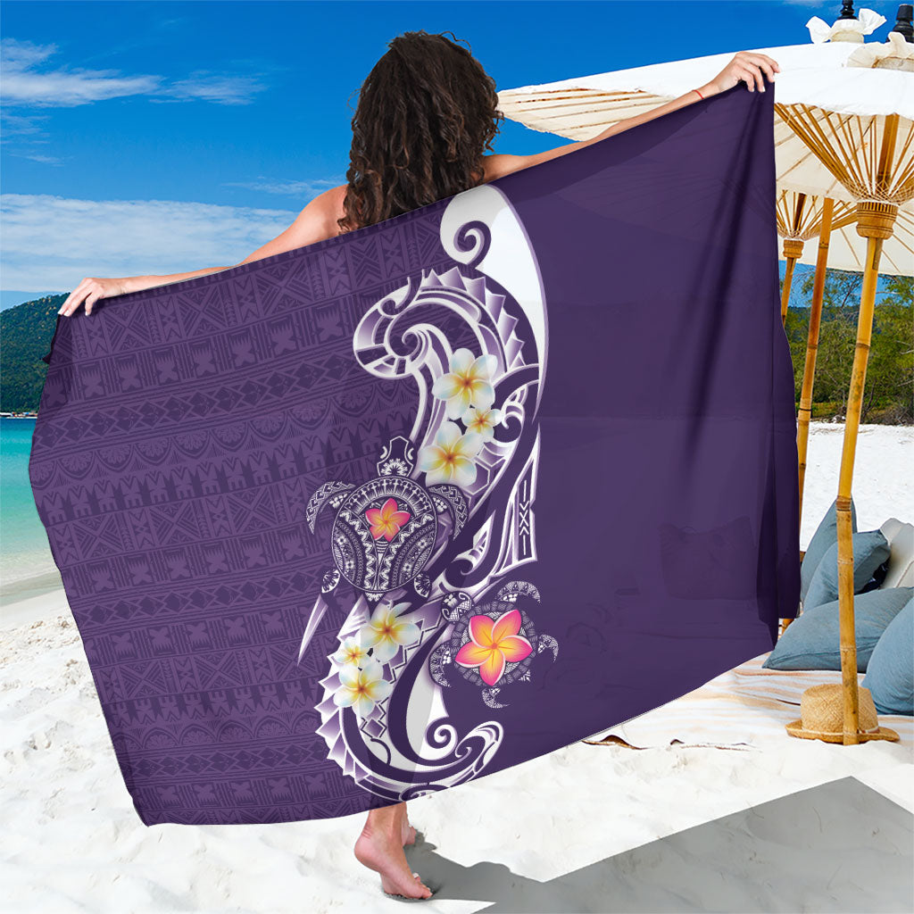 Bula Fiji Tapa Turtle Sarong Plumeria Fijian Masi Vonu Purple LT14 One Size 44 x 66 inches Purple - Polynesian Pride