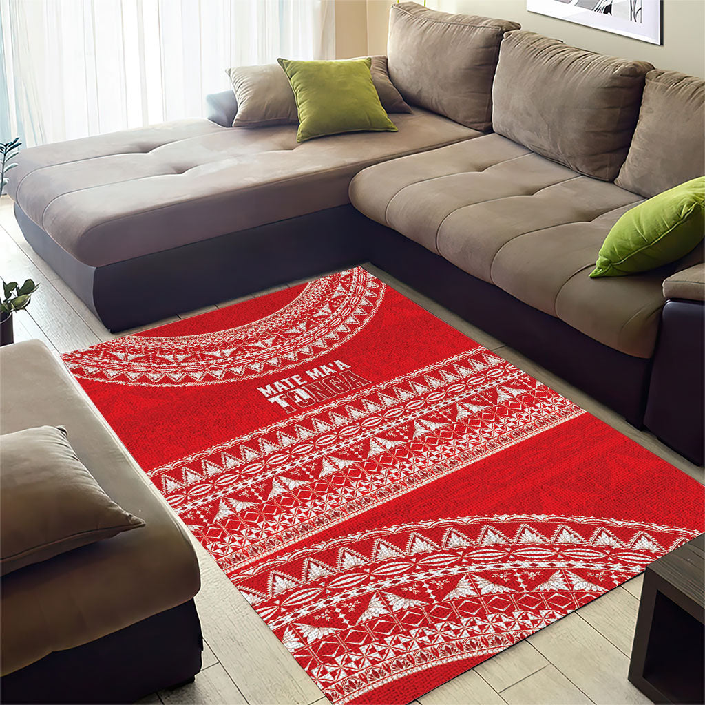 Mate Ma'a Tonga 2026 Rugby Area Rug Go Champions Tongan Ngatu Pattern LT14 - Polynesian Pride