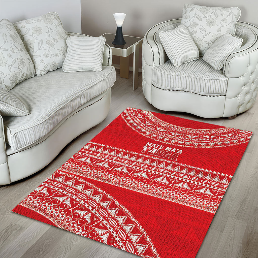 Mate Ma'a Tonga 2026 Rugby Area Rug Go Champions Tongan Ngatu Pattern LT14 - Polynesian Pride