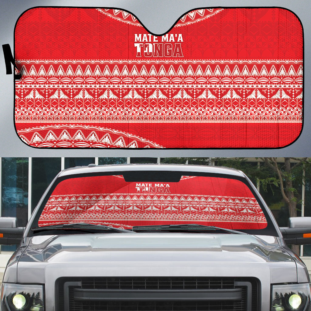 Mate Ma'a Tonga 2026 Rugby Auto Sun Shade Go Champions Tongan Ngatu Pattern