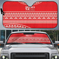 Mate Ma'a Tonga 2026 Rugby Auto Sun Shade Go Champions Tongan Ngatu Pattern LT14 Red - Polynesian Pride