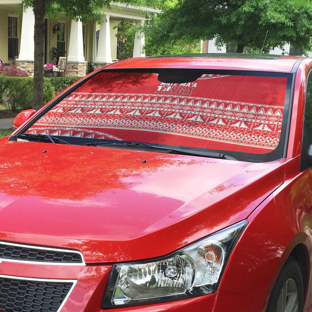 Mate Ma'a Tonga 2026 Rugby Auto Sun Shade Go Champions Tongan Ngatu Pattern LT14 - Polynesian Pride
