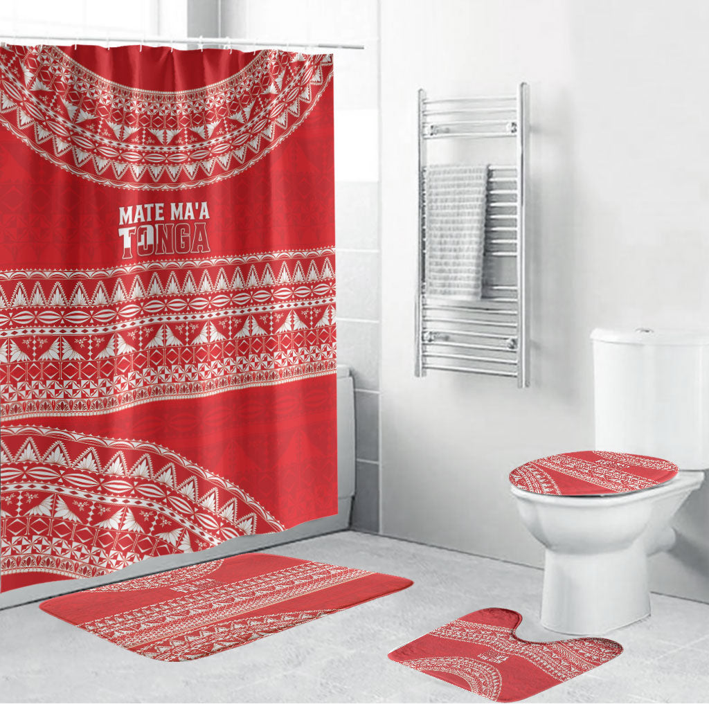 Mate Ma'a Tonga 2026 Rugby Bathroom Set Go Champions Tongan Ngatu Pattern