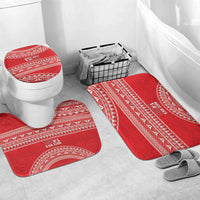 Mate Ma'a Tonga 2026 Rugby Bathroom Set Go Champions Tongan Ngatu Pattern LT14 Mat Set Only (3 pcs) One Size Red - Polynesian Pride