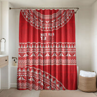 Mate Ma'a Tonga 2026 Rugby Bathroom Set Go Champions Tongan Ngatu Pattern LT14 Shower Curtain Only Red - Polynesian Pride