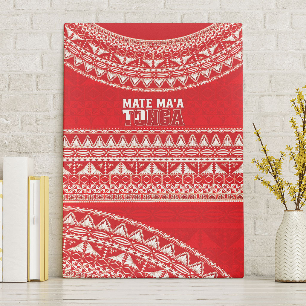 Mate Ma'a Tonga 2026 Rugby Canvas Wall Art Go Champions Tongan Ngatu Pattern