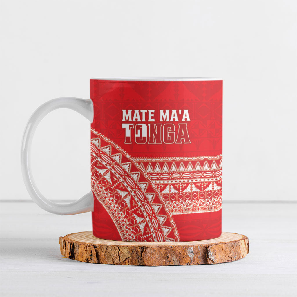 Mate Ma'a Tonga 2026 Rugby Custom Ceramic Mug Go Champions Tongan Ngatu Pattern