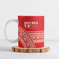 Mate Ma'a Tonga 2026 Rugby Custom Ceramic Mug Go Champions Tongan Ngatu Pattern LT14 Red - Polynesian Pride