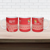 Mate Ma'a Tonga 2026 Rugby Custom Ceramic Mug Go Champions Tongan Ngatu Pattern LT14 - Polynesian Pride