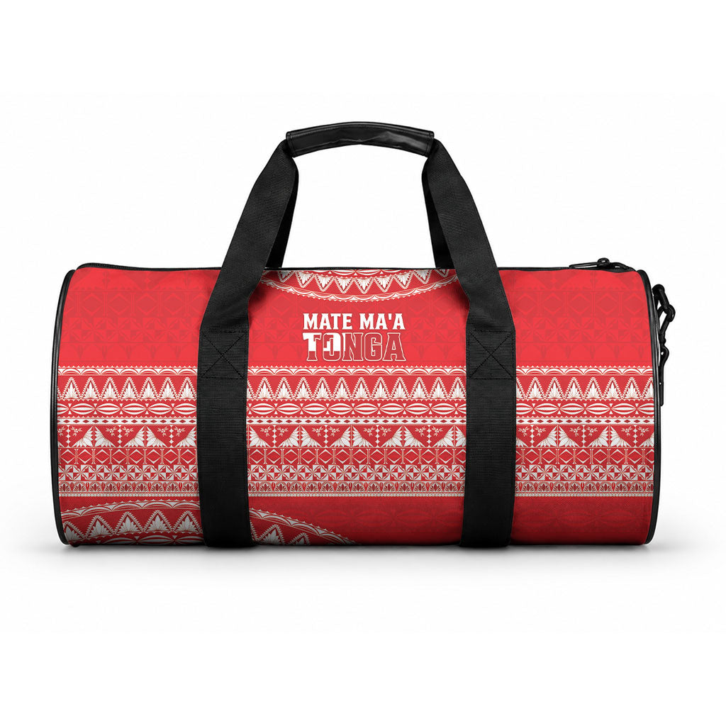 Mate Ma'a Tonga 2026 Rugby Duffle Bag Go Champions Tongan Ngatu Pattern LT14 One size Red - Polynesian Pride