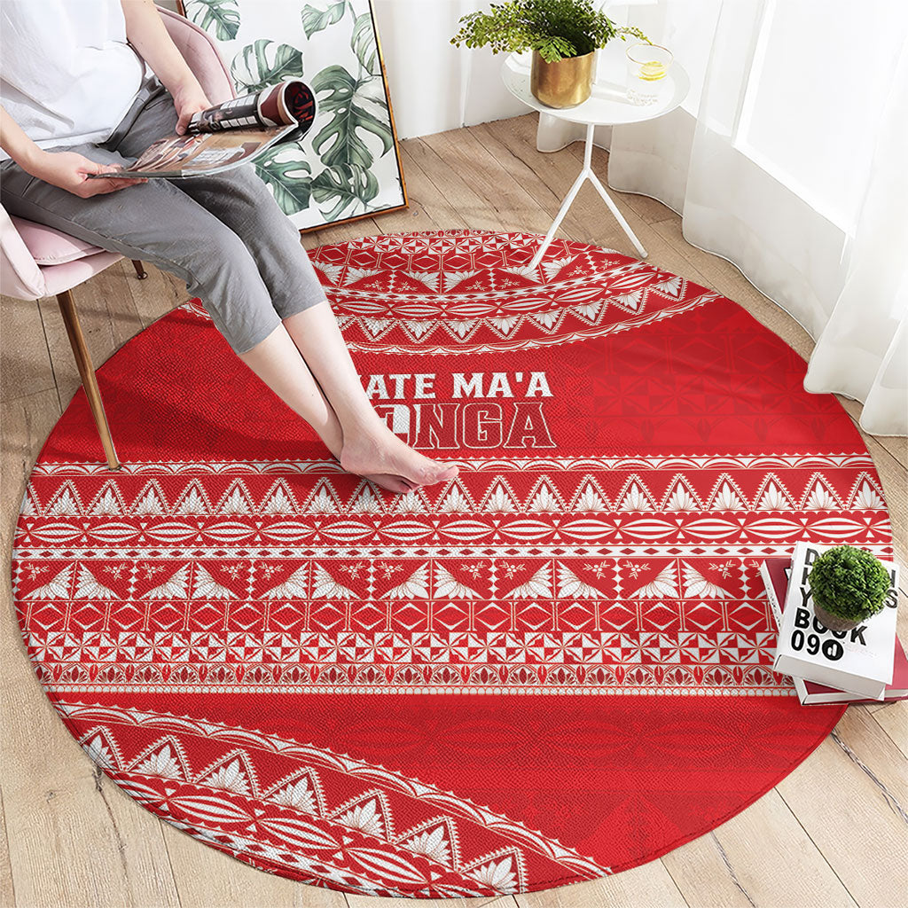 Mate Ma'a Tonga 2026 Rugby Round Carpet Go Champions Tongan Ngatu Pattern LT14 - Polynesian Pride
