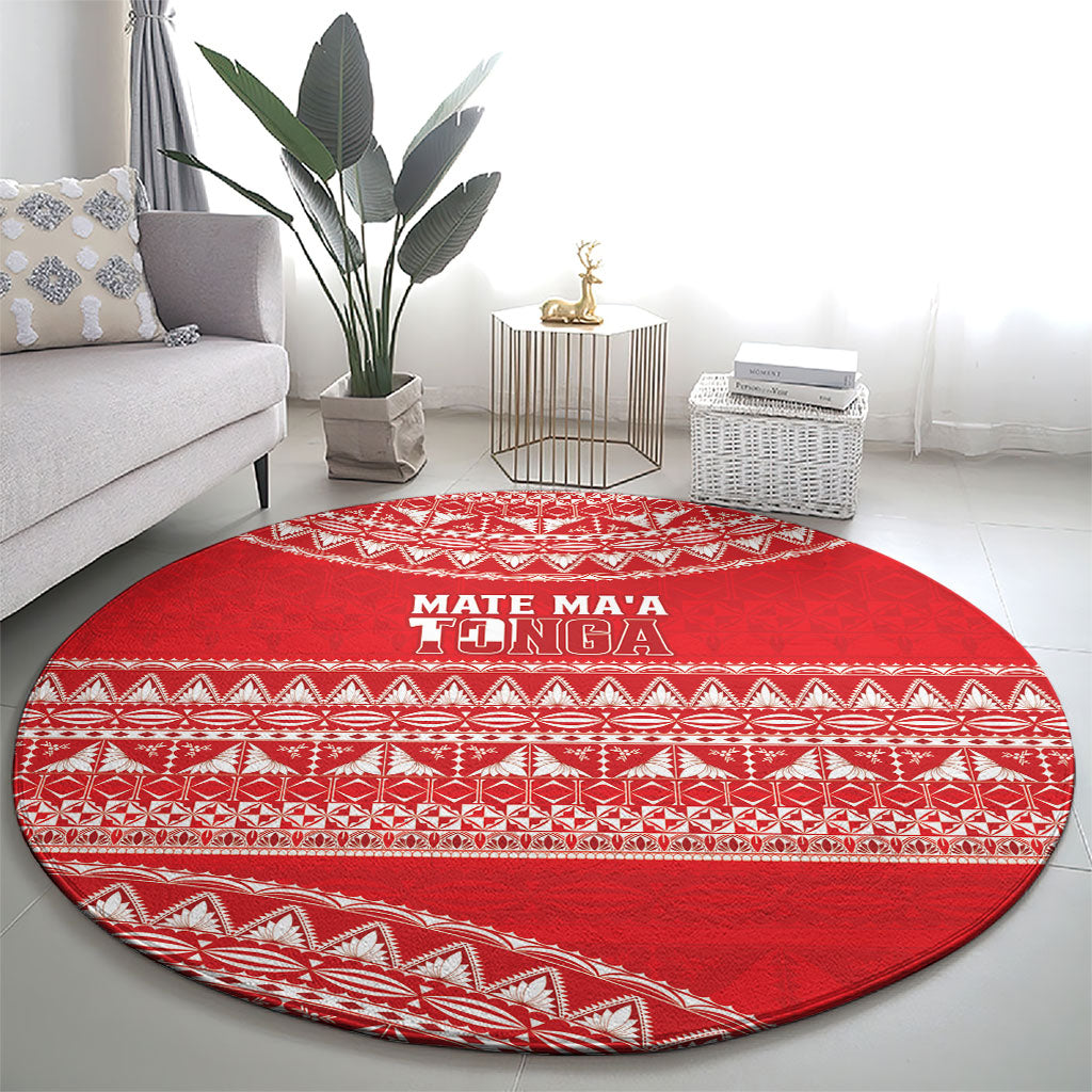 Mate Ma'a Tonga 2026 Rugby Round Carpet Go Champions Tongan Ngatu Pattern LT14 - Polynesian Pride