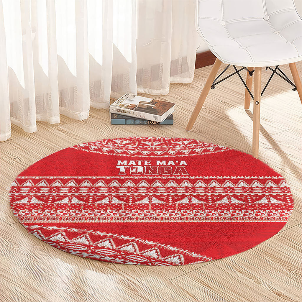 Mate Ma'a Tonga 2026 Rugby Round Carpet Go Champions Tongan Ngatu Pattern LT14 - Polynesian Pride