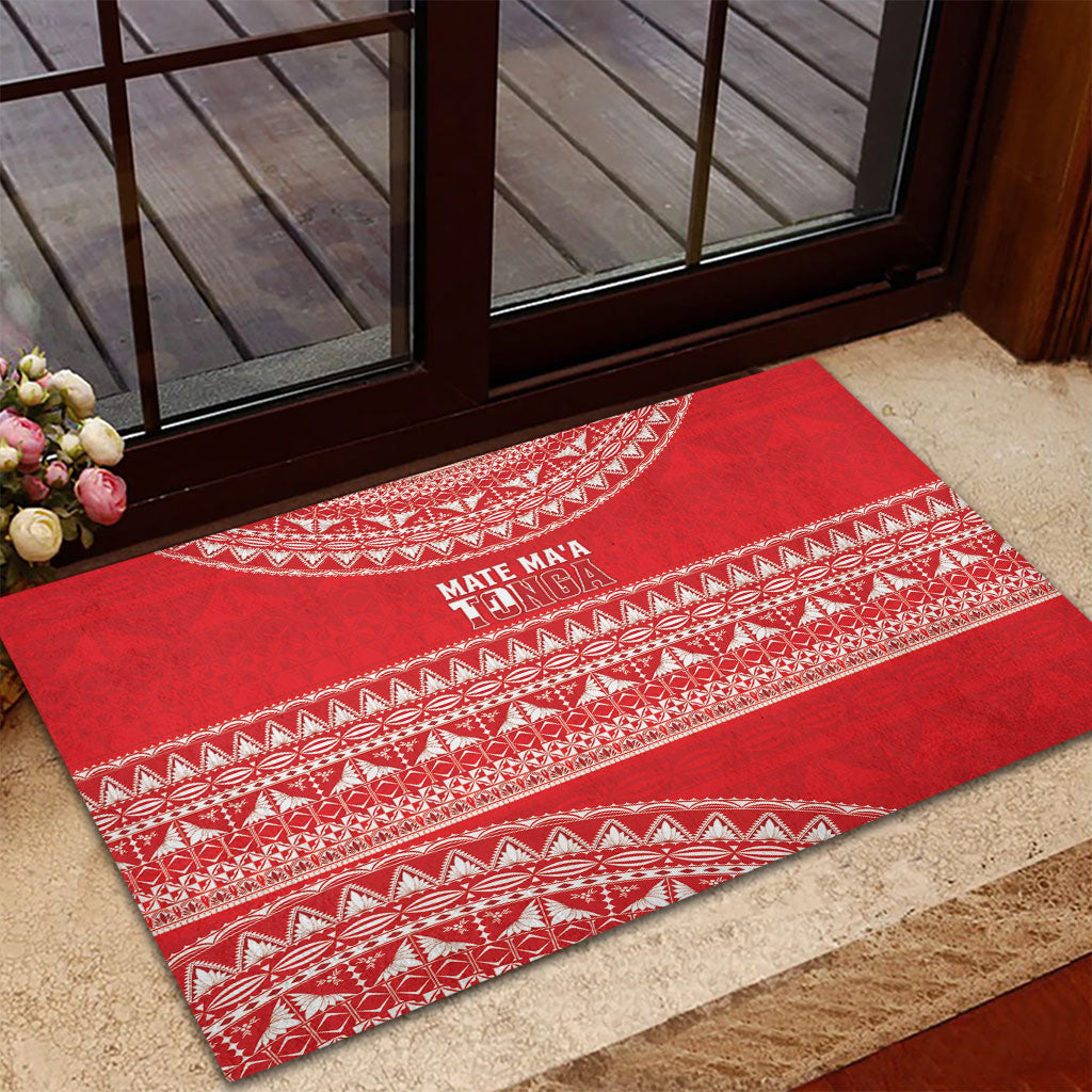 Mate Ma'a Tonga 2026 Rugby Rubber Doormat Go Champions Tongan Ngatu Pattern LT14 - Polynesian Pride