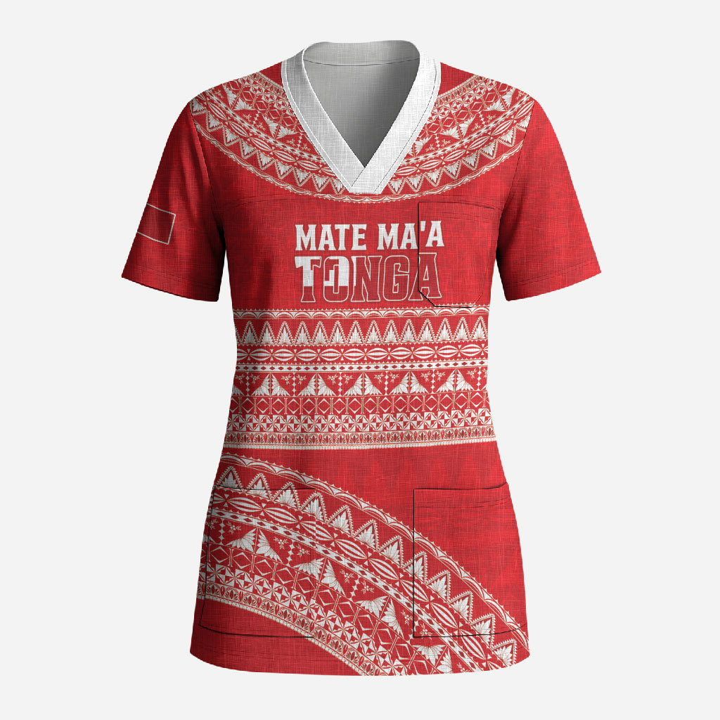 Mate Ma'a Tonga 2026 Rugby Custom Scrub Top Go Champions Tongan Ngatu Pattern