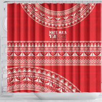 Mate Ma'a Tonga 2026 Rugby Shower Curtain Go Champions Tongan Ngatu Pattern LT14 - Polynesian Pride