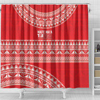 Mate Ma'a Tonga 2026 Rugby Shower Curtain Go Champions Tongan Ngatu Pattern LT14 - Polynesian Pride