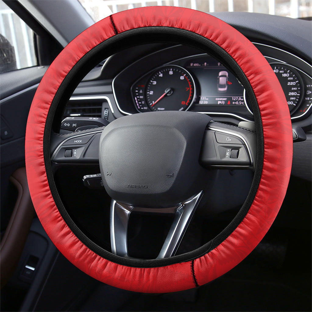 Mate Ma'a Tonga 2026 Rugby Steering Wheel Cover Go Champions Tongan Ngatu Pattern LT14 - Polynesian Pride