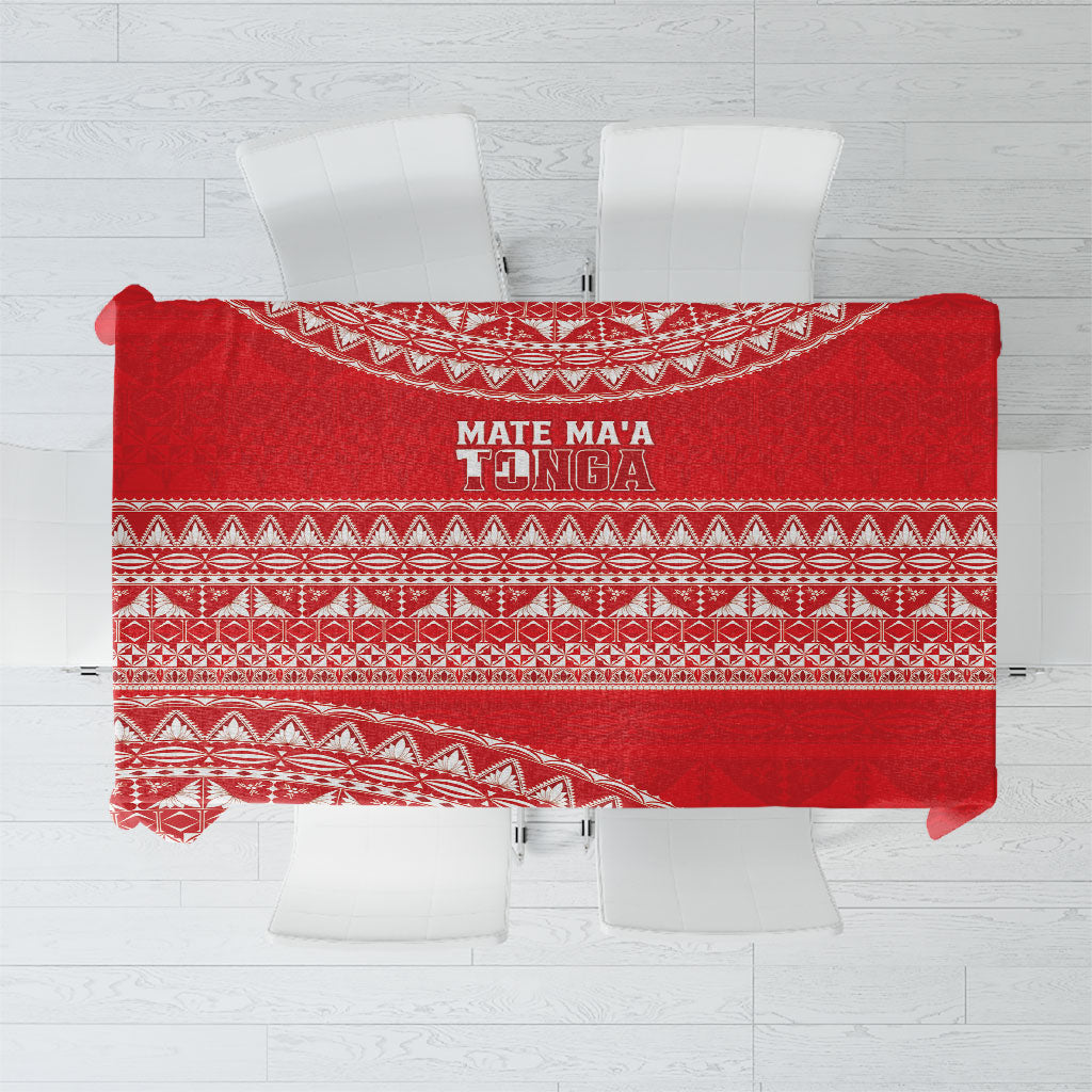 Mate Ma'a Tonga 2026 Rugby Tablecloth Go Champions Tongan Ngatu Pattern