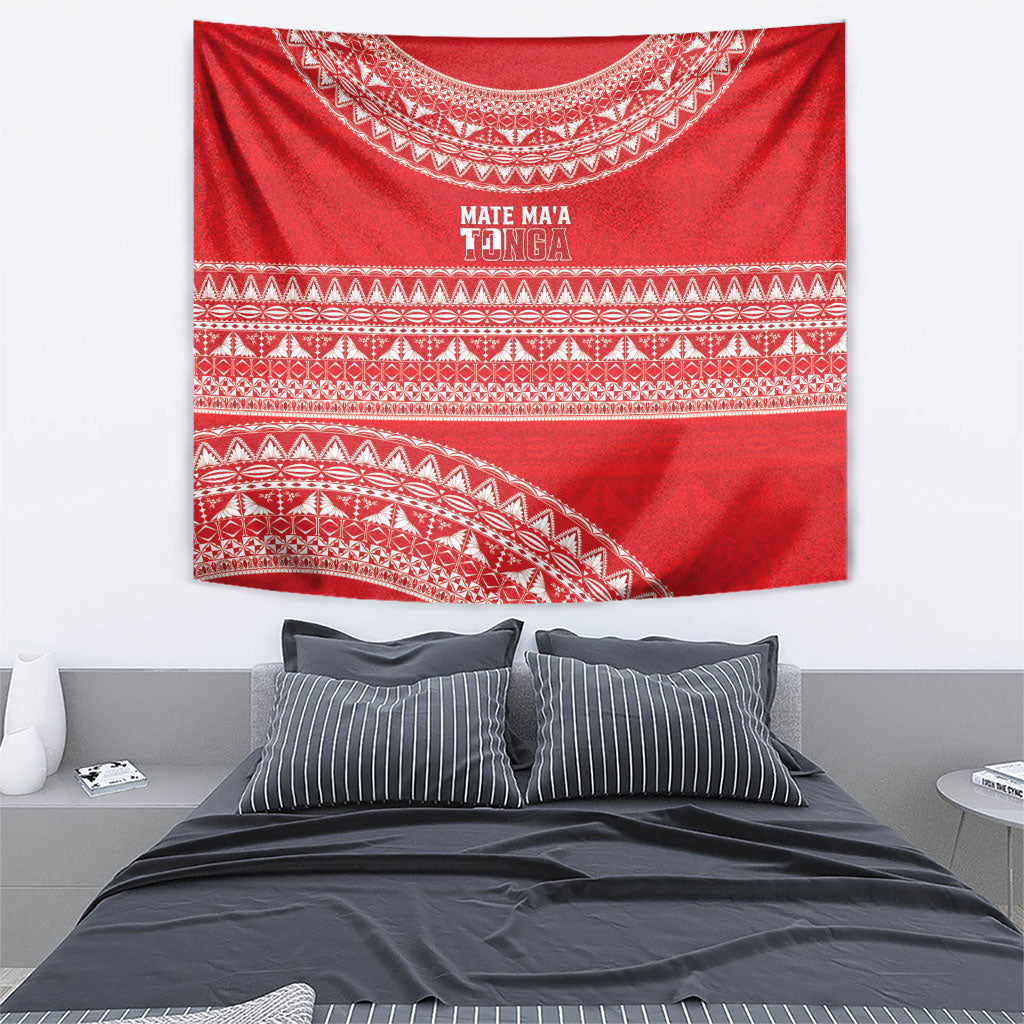 Mate Ma'a Tonga 2026 Rugby Tapestry Go Champions Tongan Ngatu Pattern LT14 - Polynesian Pride