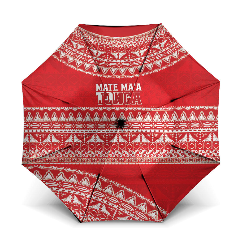 Mate Ma'a Tonga 2026 Rugby Umbrella Go Champions Tongan Ngatu Pattern LT14 One Size Folded 11.42 inch Opened Diameter 37.4 inch Red - Polynesian Pride